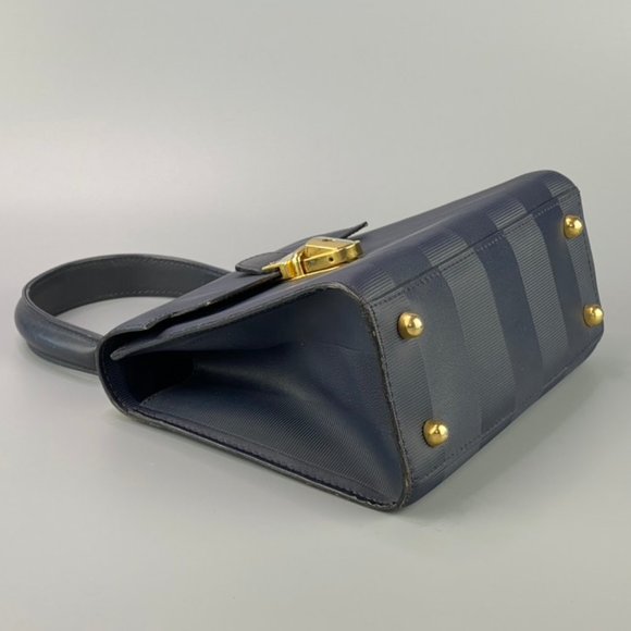 Authentic Vintage FENDI Mini Navy Pequin 2Way Bag - Picture 4 of 8